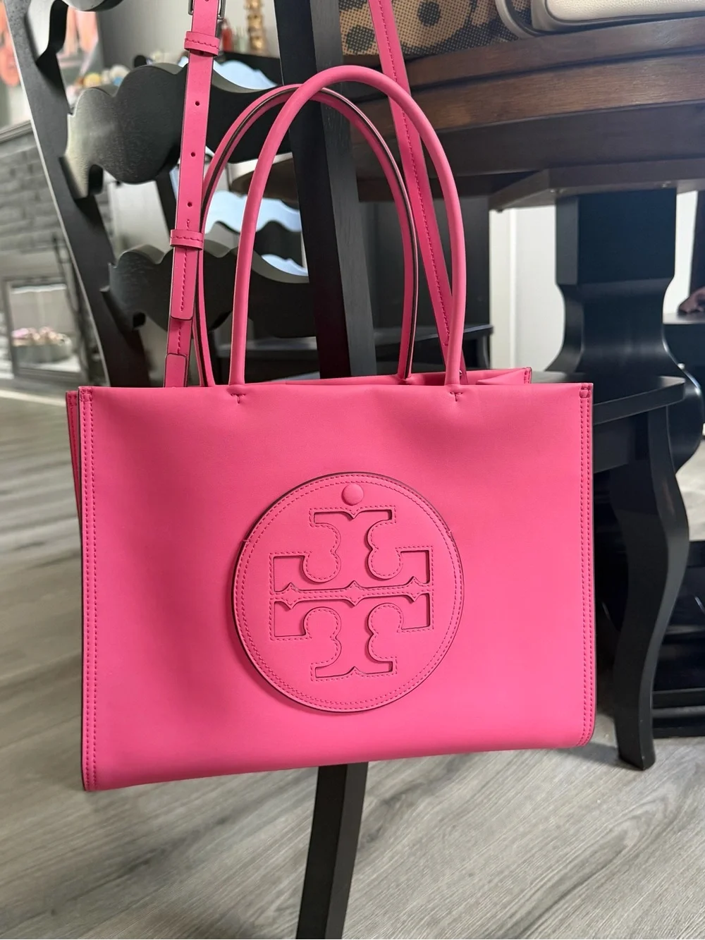 Tory Burch Ella Bio Tote in Pink Love with crossbody strap